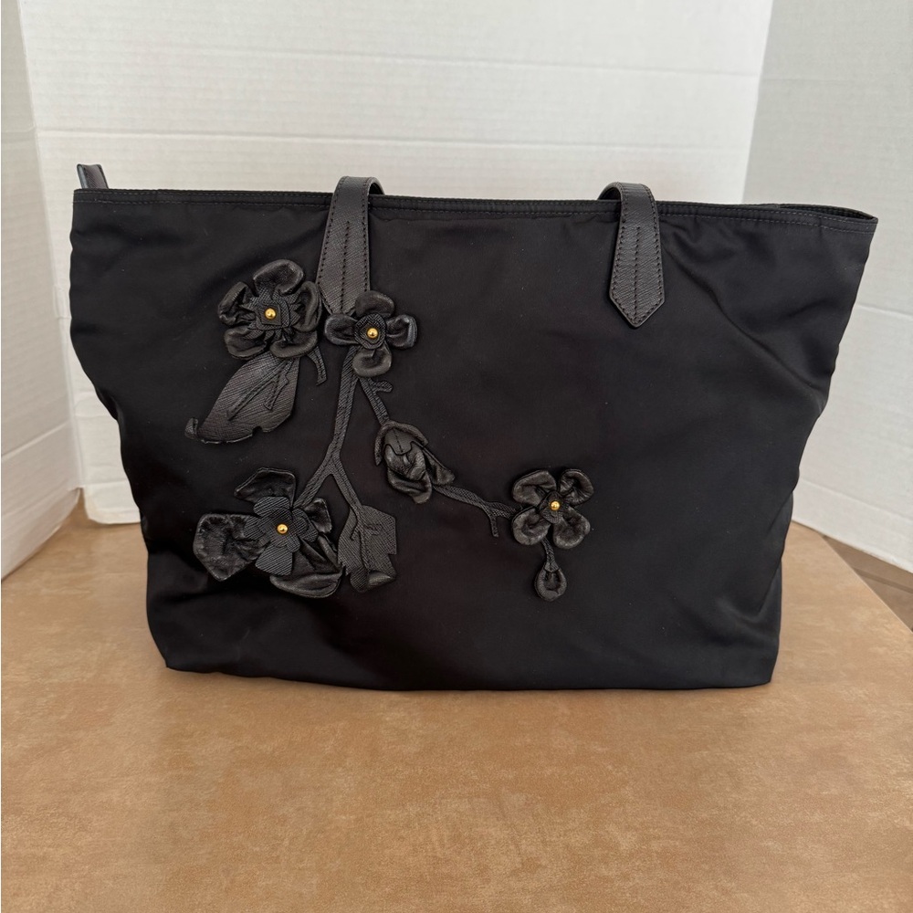 Prada Nylon Tote With Flowers - Picture 2 of 16